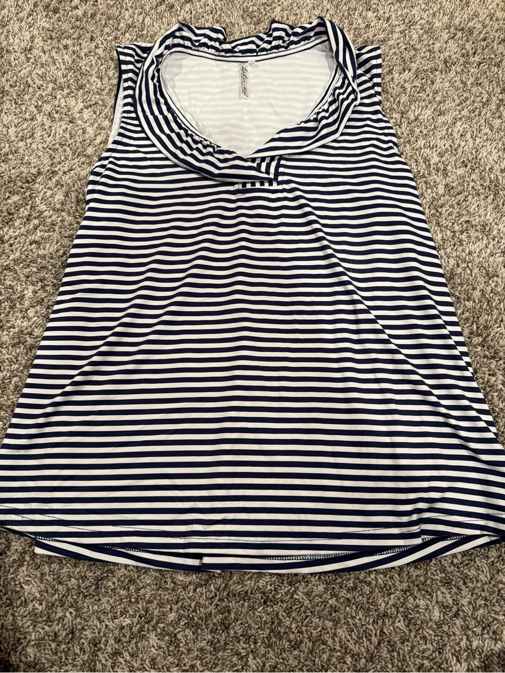 Lulu-B Navy and White Striped Cowl Neck Tank